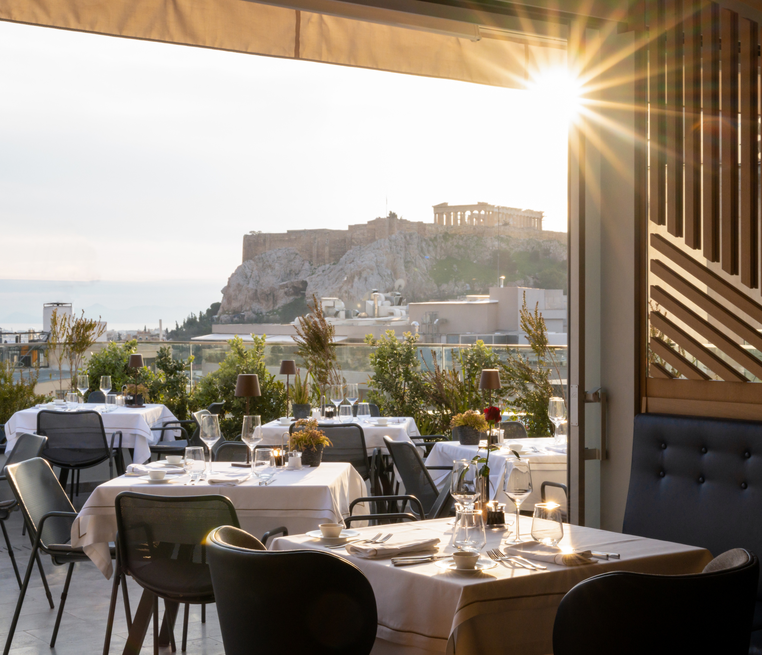 Rooftop restaurant Athens with view of Acropolis Electra Athens
