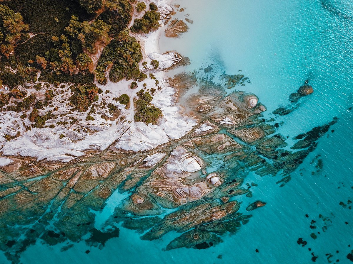 Aerial view of Kavourotypes beach in Halkidiki, one of the best day trips from Thessaloniki